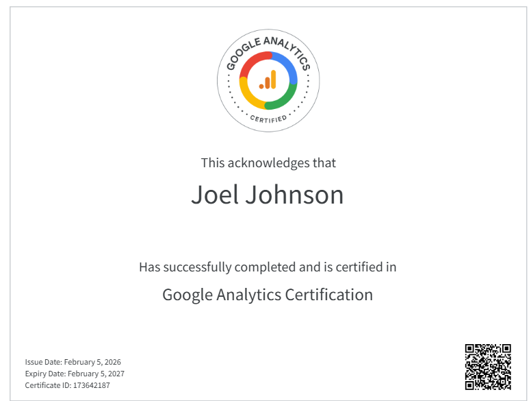 Google Analytics certificate by Best SEO Freelancer in Dubai